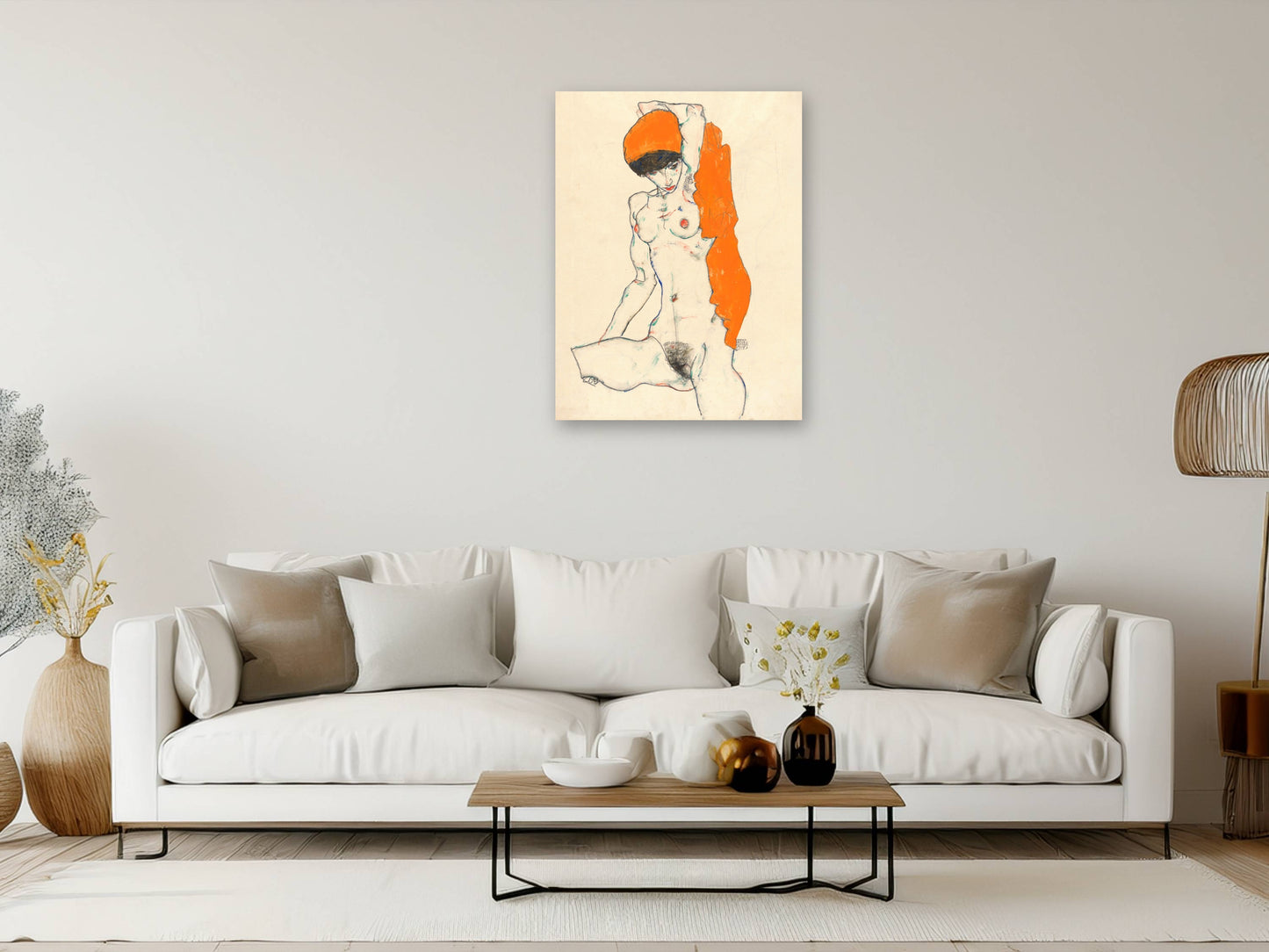 Nude with Orange Drapery - Egon Schiele