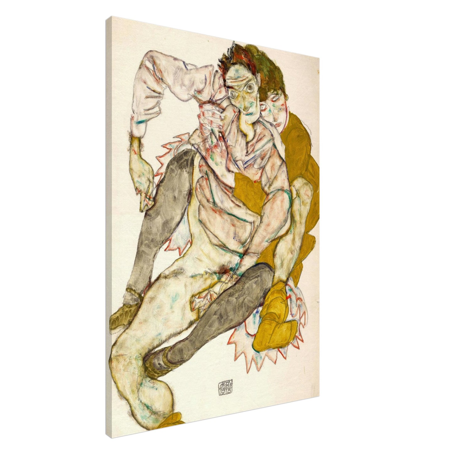 Coppia Seduta - Egon Schiele - Canvas thick