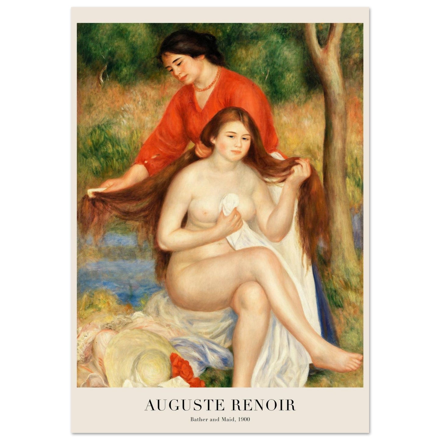 Bagnante e Serva - Pierre-Auguste Renoir - Poster senza cornice