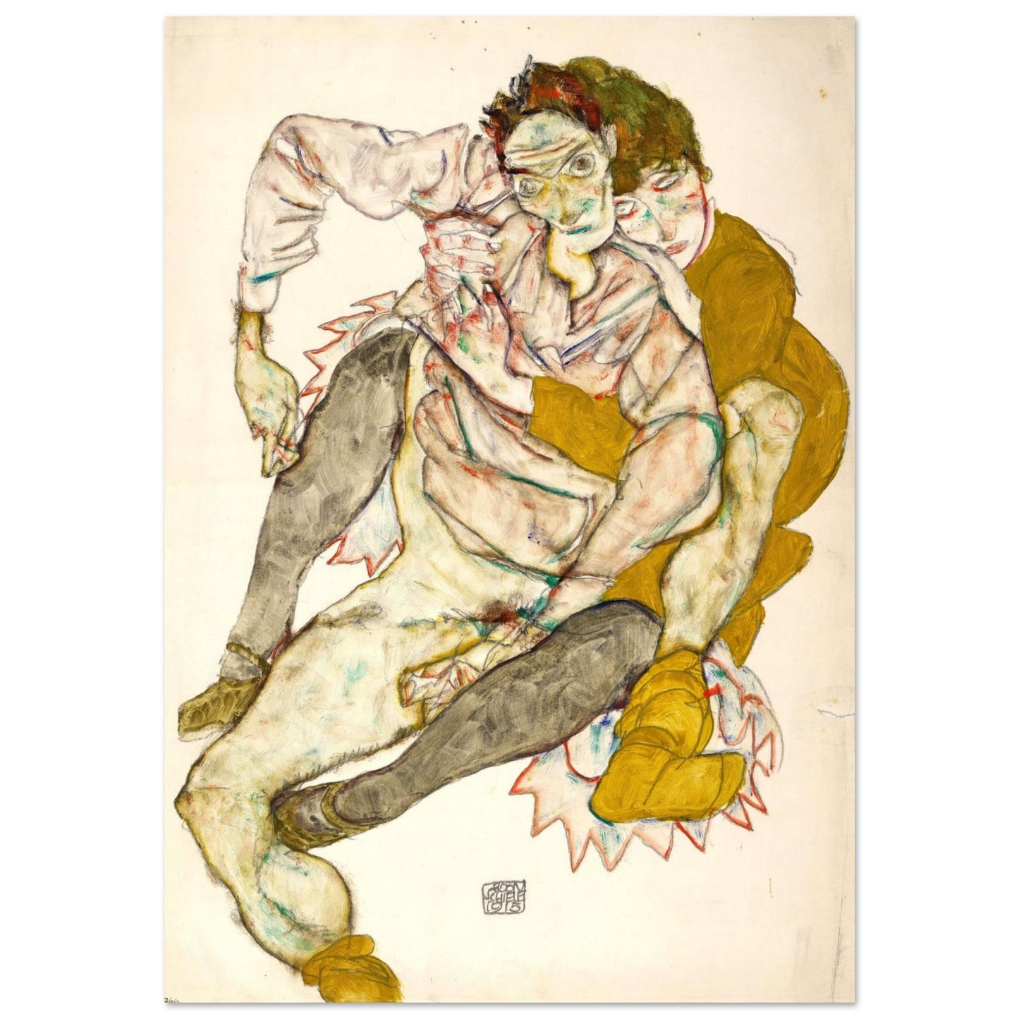 Coppia Seduta - Egon Schiele - Poster senza cornice