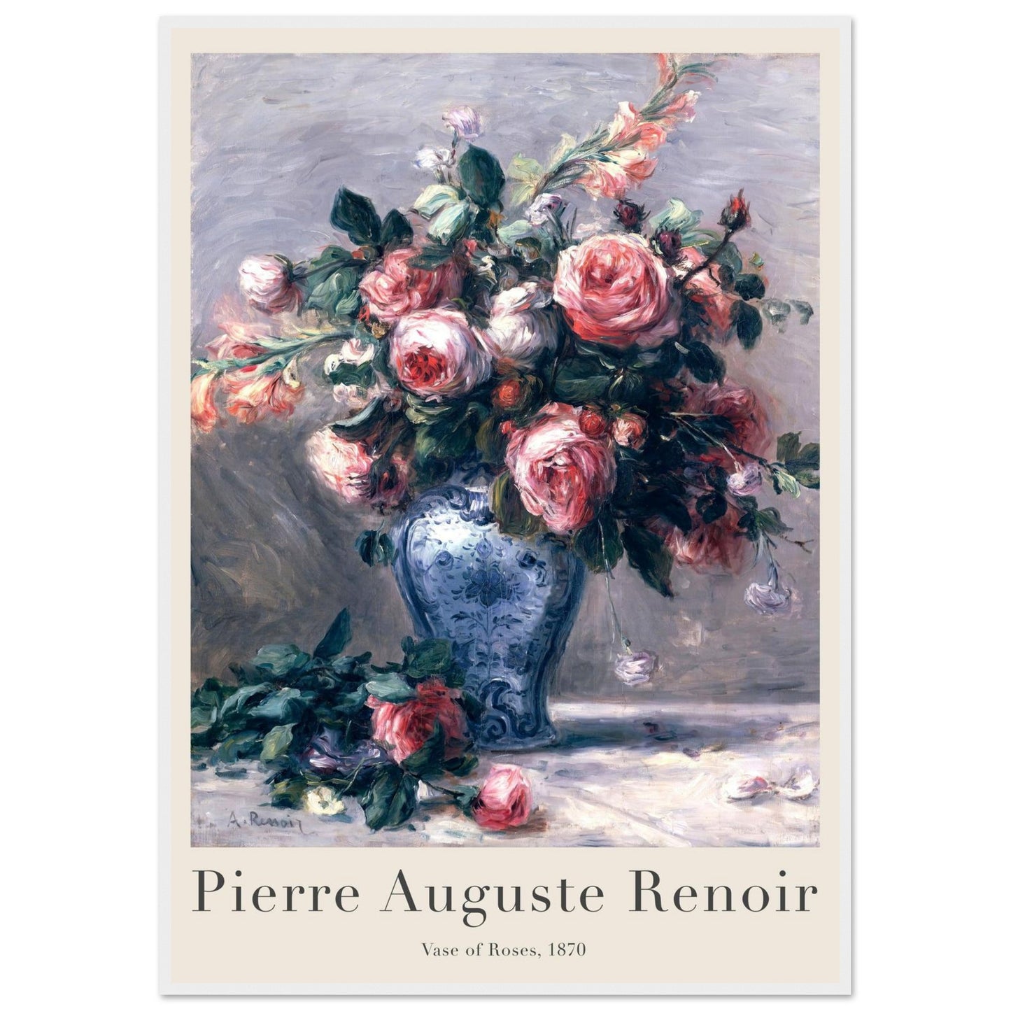 Vaso di Rose - Pierre-Auguste Renoir - Poster con cornice