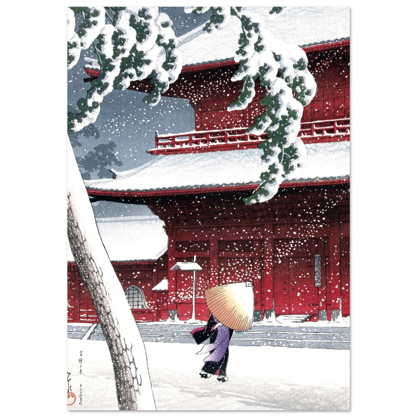 Neve serale a Shinagawa - Hasui Kawase - Poster senza cornice