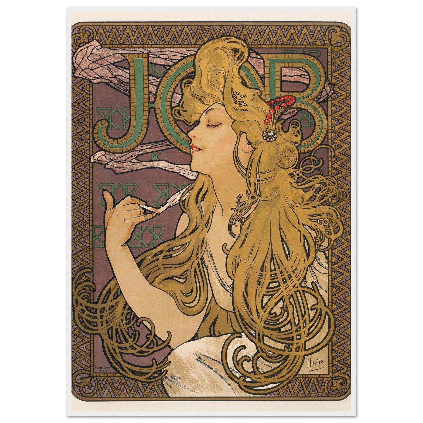 Job - Alphonse Mucha - Poster con cornice
