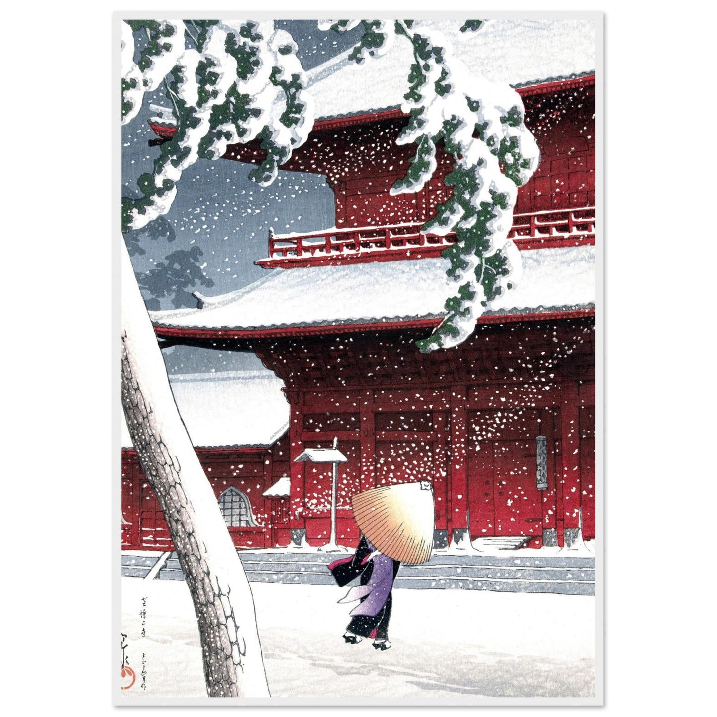 Neve serale a Shinagawa - Hasui Kawase - Poster con cornice