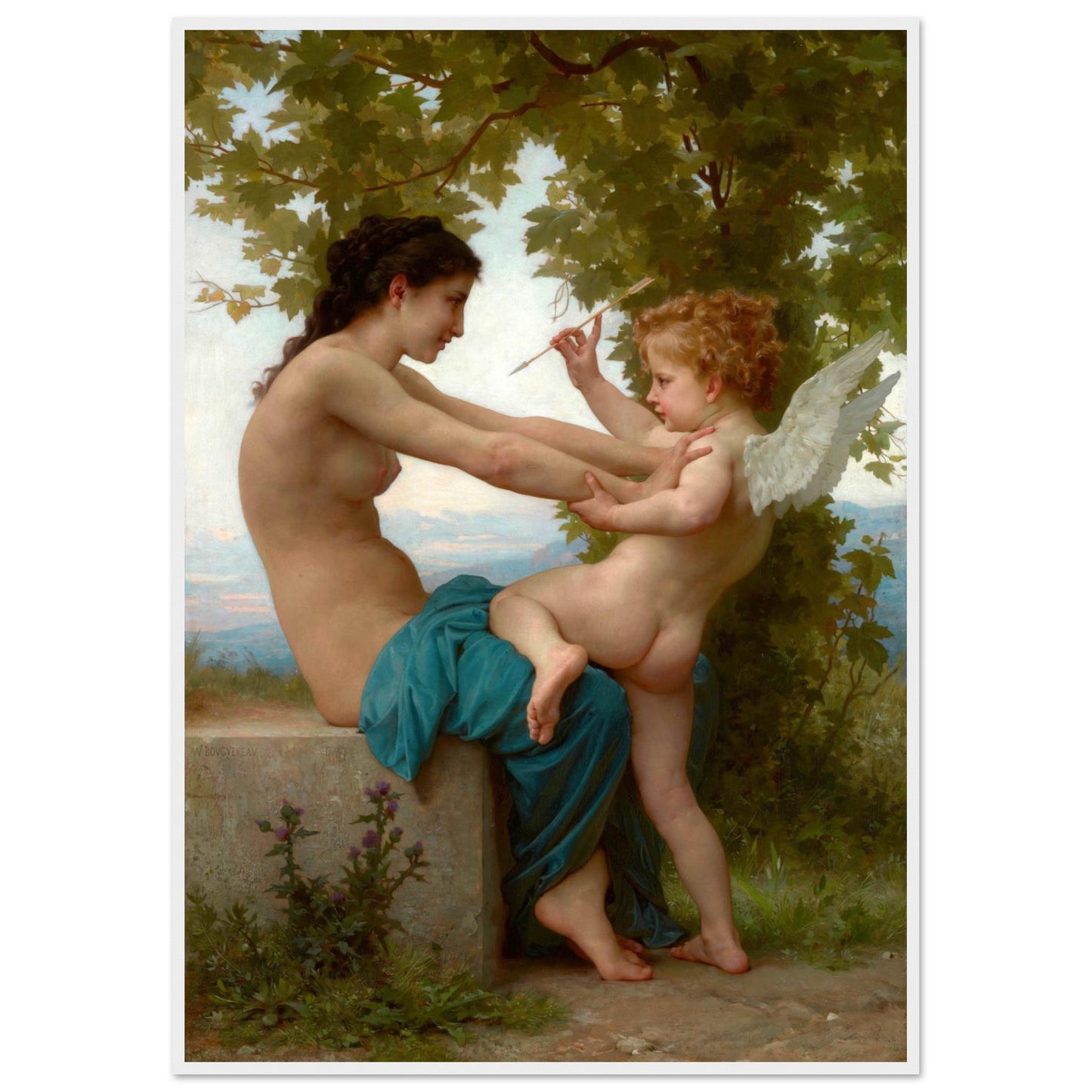 Una giovane ragazza che si difende dall'amore - William Bouguereau - Poster con cornice