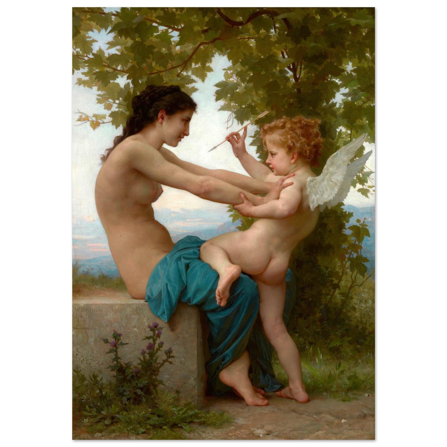 Una giovane ragazza che si difende dall'amore - William Bouguereau - Poster senza cornice