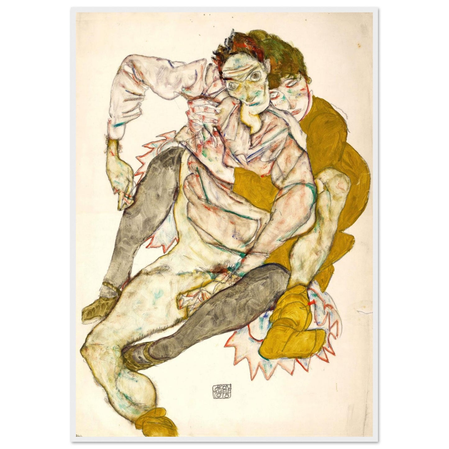 Coppia Seduta - Egon Schiele - Poster con cornice